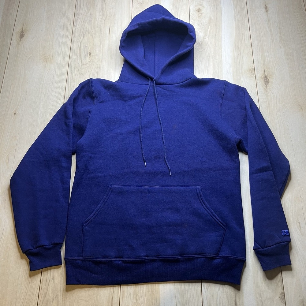 Vintage 70's Russell Athletic Hoodie Sweater Made in USA Blue Mens Sz Small RARE